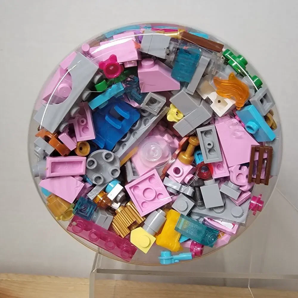 Plastic Jar Filled w/ Pastel-Colored Building Bricks, Legos